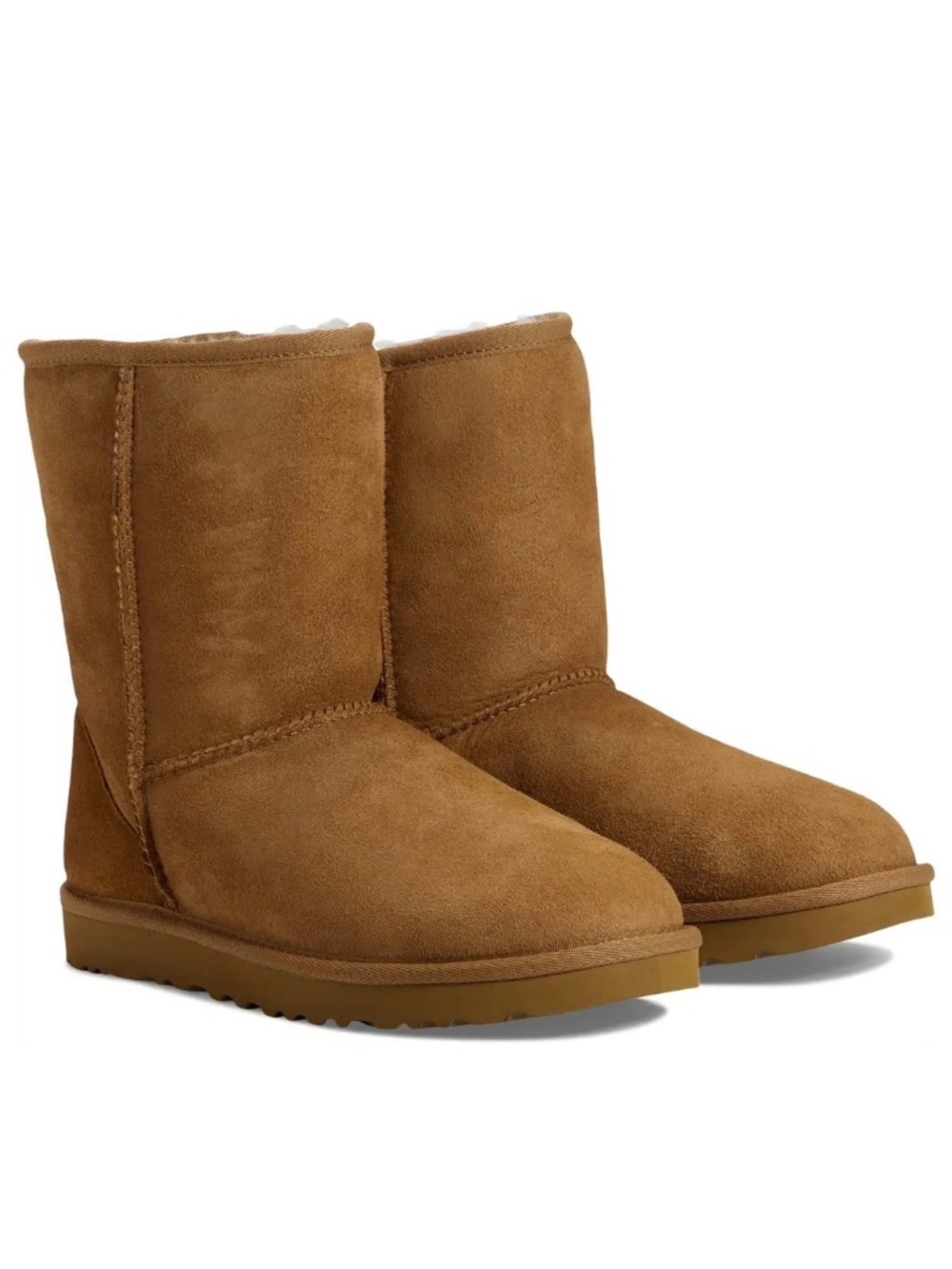 UGG Women's Classic Short Boots, Genuine Shearling SIZE 10 Chestnut Suede